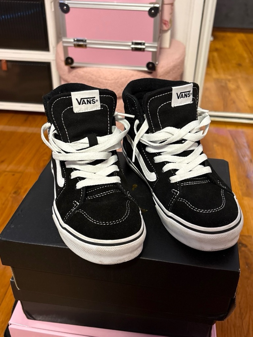 Vans Kids High-Top Skate Sneakers - Black/White